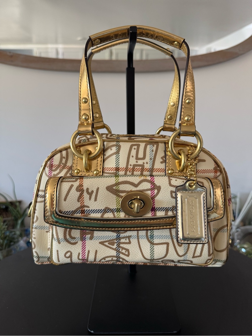 Collector’s Coach Poppy Graffiti Tattersall Satchel 13185 Rare Y2K Bag